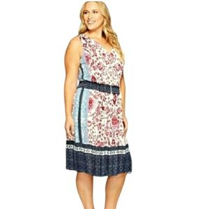 Lucky Lightweight Dress Mixed Media Smocked Waist Tassel Boho Vacation Spring 3X